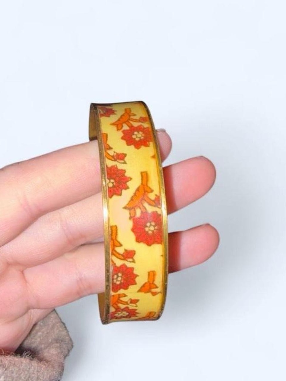 Vintage Floral Enamel Bangle Bracelet